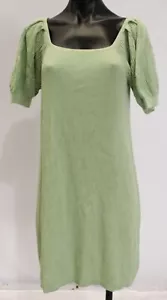 Scoop Women's Short Puff Sleeve Square Neck Mini Dress CA4 Green Large NWT - Picture 1 of 4