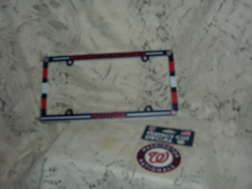 WASHINGTON NATIONALS PLASTIC LICENSE FRAME AND 4" DECAL  DEAL 6" X 12" NEW  - Image 1 of 1