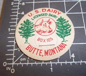 Tapa de botella de leche de EE. UU. Lácteos, Butte Montana, gran gráfico de vaca en gorra - Imagen 1 de 1