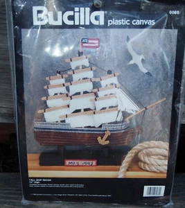 NOS Sealed 1992 Bucilla Ship Nautical Needlepoint Kit 12” tall Schooner USA HTF  - Picture 1 of 4