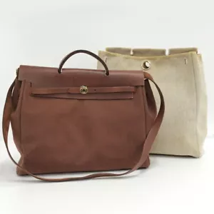 HERMES Handbag Backpack Yale Bag Ad PM Canvas Brown used 2503SM - Picture 1 of 6