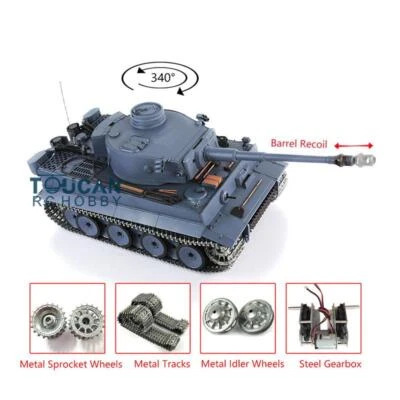 Henglong TK7.0 1:16 German Tiger I 3818 RC BB IR RTR Tank Barrel Recoil Battery - Image 1 of 2