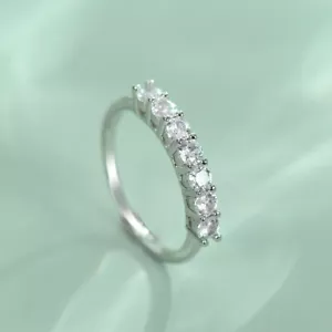 Crystal Stone Linked Adjustable Ring 925 Sterling Silver Women Girls Jewellery - Picture 1 of 11