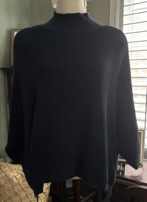 "Suéter pecho cuello capucha algodón azul marino FRENCH CONNECTION 70"" talla M" Foto 1 de 4