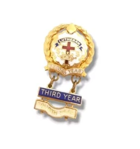 Spilla vintage luterana evangelica primo terzo anno corona corona croce oro pieno - Foto 1 di 5