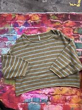 Free People Bardot Slouchy Oversized Striped Cotton Sweater Size M G36