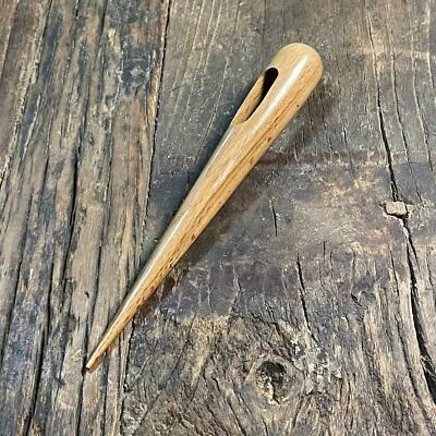 Handmade Proddy Wood Tool Rug Hooking Wooden Needle Eye to Hang on Lannard 7" - Image 1 of 4
