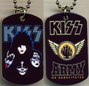 KISS Army Rock N Roll Color Logo Photo Aluminum Dog Tag Necklace w/30" chain NEW - Picture 1 of 1