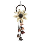 Hanging Earth-Tones Golden Sunflower Garden Leather Bag Ornament Keychain