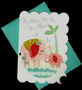 HTF Mother's Day Baby Elephant Momma Palm Tree Splashing Water - Greeting Card