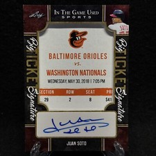 2022 Leaf Juan Soto In The Game Big Ticket Signature Game Used Ticket Auto 1/1