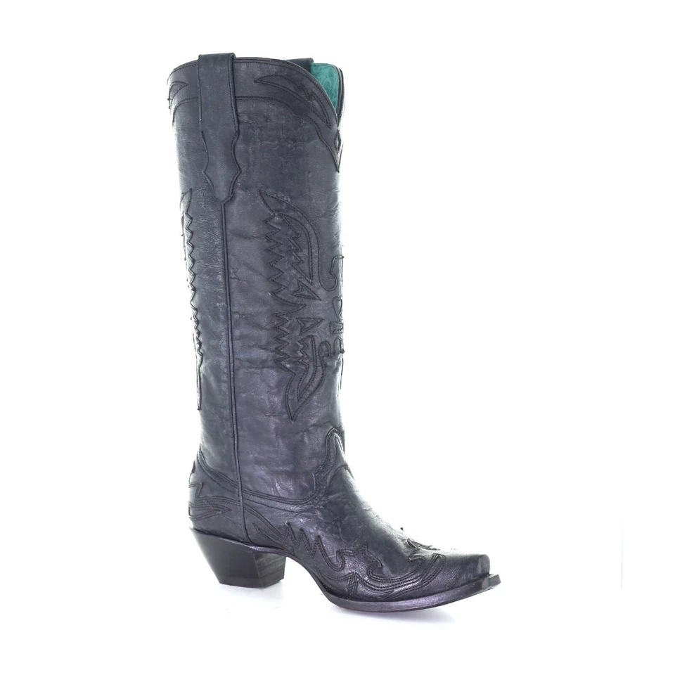 Botas Corral Damas Vintage Eagle Overlay Negras Punta Corta A4047 Foto 1 de 1