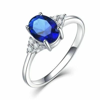 Luxus Ring 925 Sterling Silber Sapphire Damen Ring Silberring Geschenk Freundin. - Bild 1 von 3
