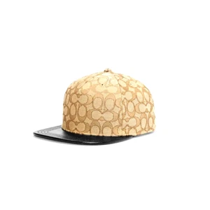 Coach F68861 Signature Jacquard Leather Brim Hat Caps, Khaki No Patch, 8221-9 - Picture 1 of 1