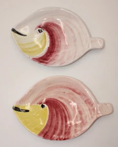 Nora Gulbrandsen Norway Rare Set of Two Small Pottery Tropical Fish Plates 1922 - Picture 1 of 12