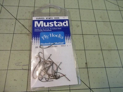 25 ganchos curvos Mustad 80050BR para amarrar moscas ninfa tamanho 10 - Imagem 1 de 3