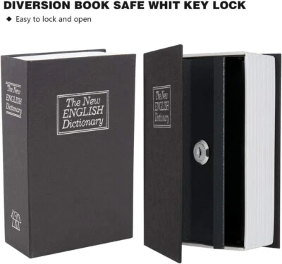 BRANDED Safe Lock Box Book Vault Metal Fire Proof Secret Money Hidden Gun Cash with-Key