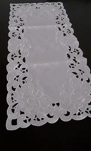 16"x36"Embroidered Tablecloth White Floral Table Runner Gift Party Home Decor - Picture 1 of 3