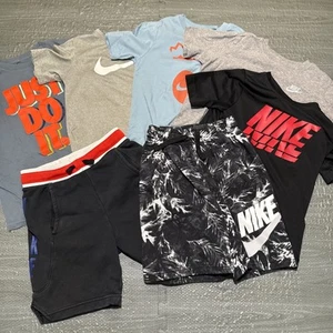 Nike Lot Of 7 Shirts Shorts Tees Short Sleeve Boys Medium Blue Gray Athletic Gym - Picture 1 of 24