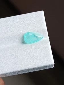 GIT certified 1.28cts Blue green natural paraiba tourmaline pear cut - Picture 1 of 8