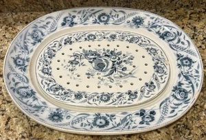 RARE Wedgwood Pearlware Blue Large Floral Platter + Drainer Strainer Plate AS IS - Picture 1 of 24