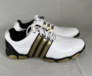 NEW Mens adidas Tour360 4.0 Golf Shoes White Gold Climaproof 673083 Tour 360 NWT - Picture 1 of 13