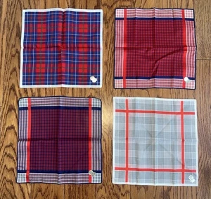 NWT Vintage Desco 100% Cotton Checked Handkerchiefs Switzerland Red White & Blue - Picture 1 of 8