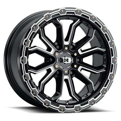 Vision Off-Road Wheels 405 20x10 -25 Gloss Black Milled Spoke 5x127 5x5 (QTY 1) - Imagem 1 de 4