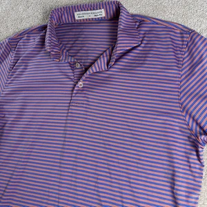Holderness & Bourne Mens M Orange Blue Golf Polo Shirt Tailored Fit Striped - Picture 1 of 10