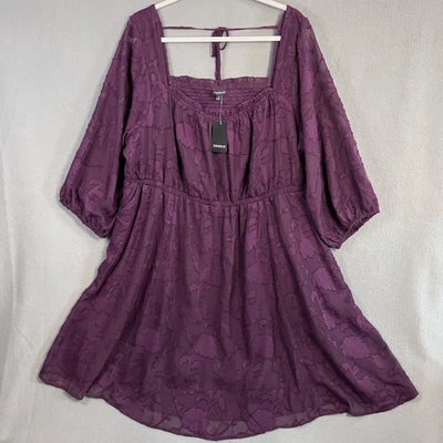 Torrid Womens Mini Clip Floral Square Neck Tiered Dress Size 3X Winter Bloom NWT - Image 1 of 4