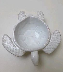 Mud Pie White Glazed Terracotta Sea Turtle Dip Cup Stone Mountain Georgia - Picture 1 of 9