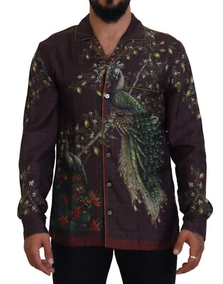 DOLCE & GABBANA Shirt Bordeaux Ostrich Silk Satin Casual Mens IT3 /XS RRP 980usd - Image 1 of 4