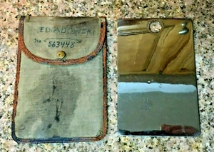 Segunda Guerra Mundial Ejército de los Estados Unidos Marina Espejo de afeitado de señalización con estuche de transporte marca CRUZ OD - Imagen 1 de 11