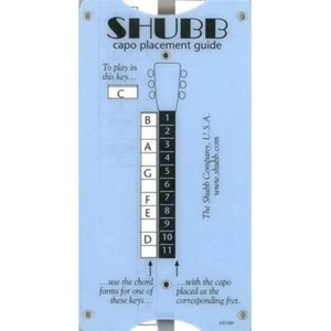 Shubb TG1 Pocket Size Transposing Slide Chart & Capo Placement Guide w/Picks - Picture 1 of 3