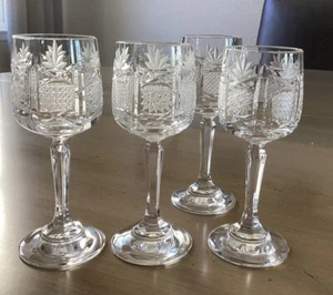 4 bicchieri cordiali vintage 4 3/4" taglio vetro/cristallo - Foto 1 di 4