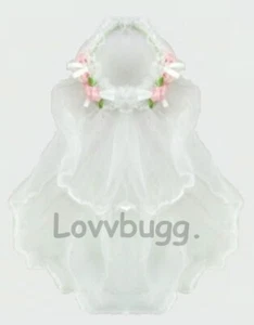 "Velo de comunión rosas para muñeca American Girl de 18" ¡MEJOR OFERTA DE ENVÍO! ¡LOVVBUGG! - Imagen 1 de 2