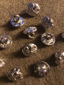 Pewter buttons 16mm patterned dome (12 pack) for historical clothing & costume. - Picture 1 of 3