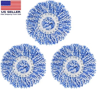 3 Pack 360° Spin Magic Mop Replacement Head, Round Shape Standard Size Microfibe - Image 1 of 2