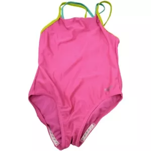 Speedo One Piece Swimwear Multicolor Straps Girl Size 8 Swimwear Pink - Picture 1 of 3