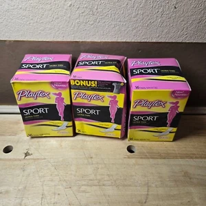 Playtex Sport Ultra Thin Long Super 16 Pads 3 Box Lot - Bild 1 von 1