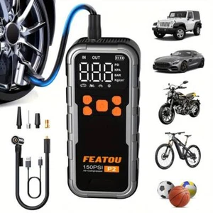 Gonfiatore Aria Portatile Ricaricabile Pneumatici Auto Pompa Elettrica Senza Fili con USB - Foto 1 di 10
