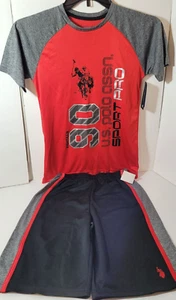 ✨US Polo Assn Boys Sport Wear Top And Bottom Shorts Set Size 10 - Picture 1 of 4