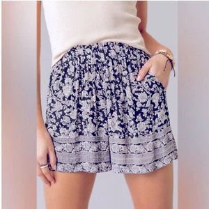 Nwt Angie florence boho shorts women size medium waist blue white flowy @ - Picture 1 of 7