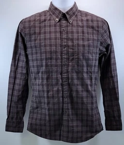 MS) Men's Uniqlo Black Gray Plaid Button Up Casual Long Sleeve Shirt XS - Picture 1 of 9