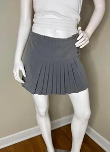 BCBG Gray Pleated Layered Mini Skirt Side Button Detail-Size 2 - Picture 1 of 5