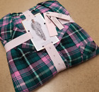 VS 11192933 Flannel Long Pajama Set Sz S Short - Pink, Green & White