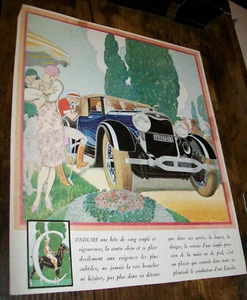 Pubblicità auto Lincoln Cabriolet FRANCESE 1928 - art deco - alla partita Polo - danneggiata - Foto 1 di 1