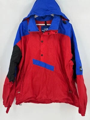 Vintage The North Face Jacket Mens XL Red Blue Goretex Y2K Nylon 1/4 Button USA - Image 1 of 4
