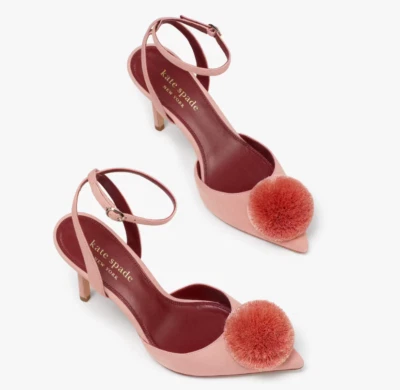 KATE SPADE Amour Pom Pom Pink Suede Heeled Sandals/Pumps UK7 EU40 US9½ RRP£250 - Image 1 of 4
