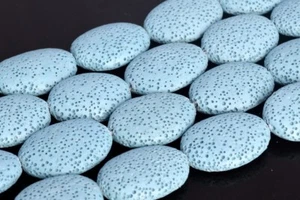 26x19MM Blue Volcanic Lava Flat Oval Grade AAA Natural Loose Beads 15.5" - Picture 1 of 3